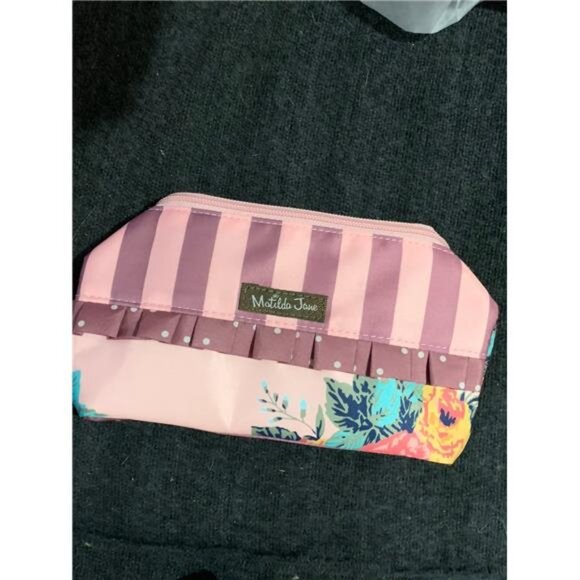 Matilda Jane Floral Stripes Kids Girls Cosmetic Makeup Bag Pouch - Picture 2 of 2